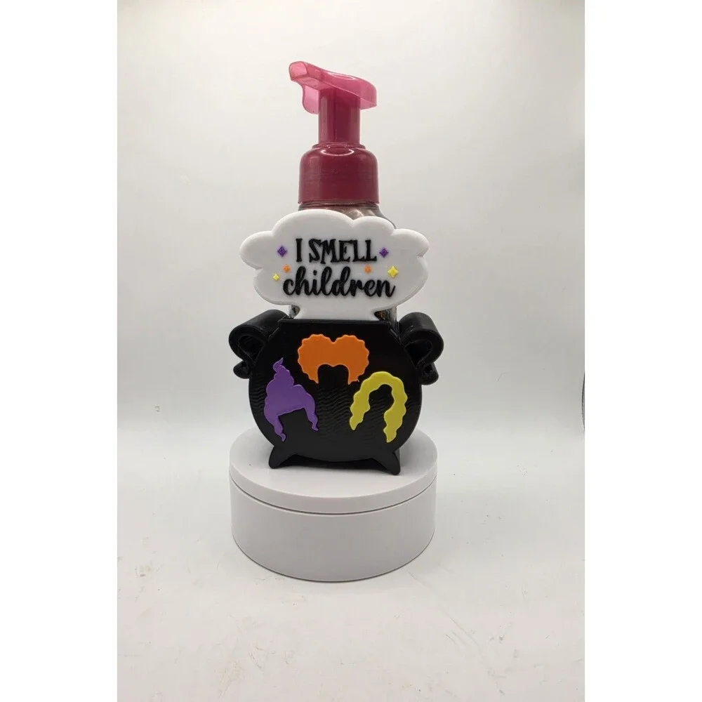 Hocus Pocus Halloween Cauldron Foaming Soap Dispenser Holder I Smell Children 3d